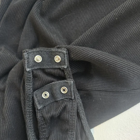 M ALYA Black Short Sleeve Bodysuit Womens Size S Ribbed Stretch Francesca's Cute - Picture 7 of 9